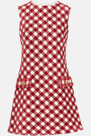 Oscar de la Renta Checked chenille tweed minidress