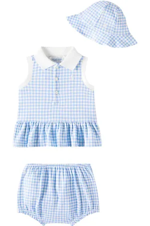 Ralph Lauren Baby checked cotton hat, shirt and shorts set