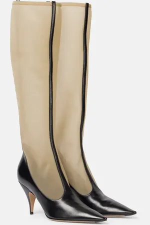 The Row Mesh and leather knee-high boots