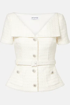 Self-Portrait Belted bouclÃ© top