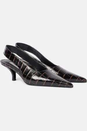 Totême Croc-effect leather slingback pumps