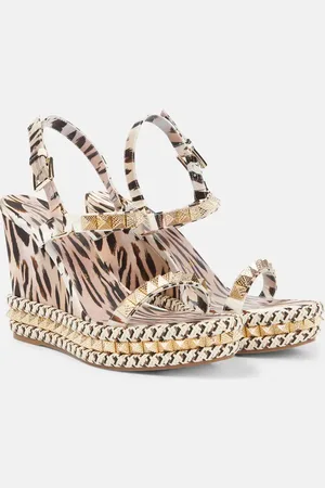 Christian Louboutin Pyraclou 110 leopard-print wedge sandals