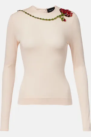 Simone Rocha Crystal-embellished mesh top