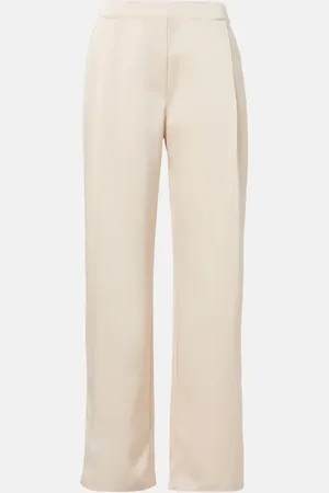 Leset Barb pleated high-rise satin pants