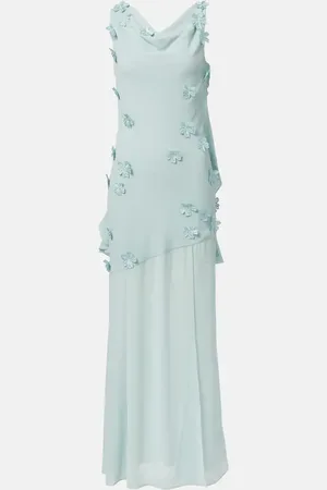 ROTATE Floral-appliquÃ© ruffled gown