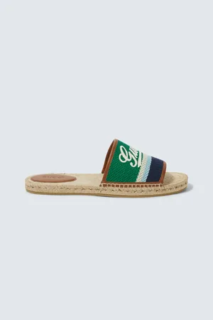 Gucci Logo leather-trimmed espadrilles slides