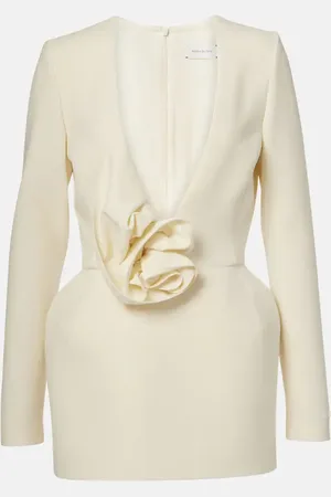 MAGDA BUTRYM Floral-appliquÃ© wool-blend minidress