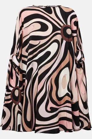 Puccini Marmo caped crÃªpe de chine minidress
