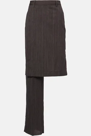 Bottega Veneta Asymmetric striped wool skirt pants