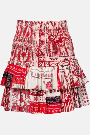Marant Etoile Naomi shirred printed cotton miniskirt
