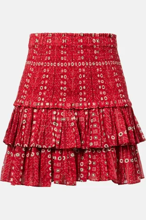 Marant Etoile Naomi ruffled printed cotton miniskirt