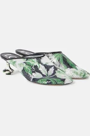 Loewe Toy 45 floral sequined mesh mules