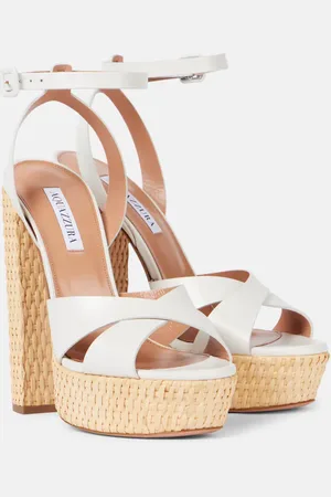 Aquazzura Sunseeker 140 leather platform sandals