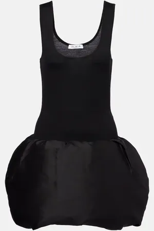 Alaïa AlaÃ¯a Down-paneled wool-blend minidress