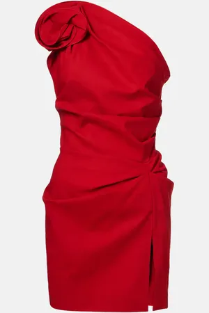 MAGDA BUTRYM Floral-appliquÃ© ruched one-shoulder minidress
