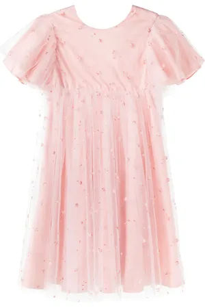 Tartine Et Chocolat Floral embroidered tulle dress