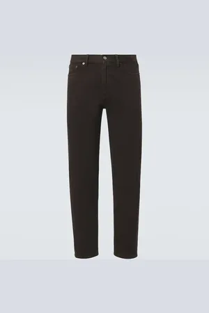 Ermenegildo Zegna Leather-trimmed cotton straight pants