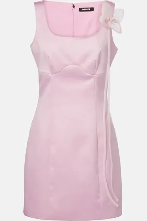 ROTATE Floral-appliquÃ© satin minidress