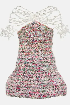 SUSAN FANG Beaded crochet minidress