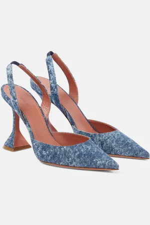 Amina Muaddi Holli denim slingback pumps