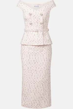 Self-Portrait Embellished bouclÃ© midi dress