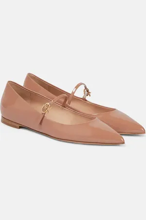 Gianvito Rossi Ribbon patent leather ballet flats