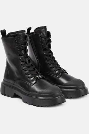 Hogan H619 leather combat boots