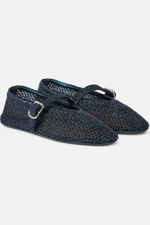 Alaïa AlaÃ¯a Crochet leather-trimmed Mary Jane flats