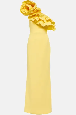 Rebecca Vallance Gathered asymmetric crÃªpe gown