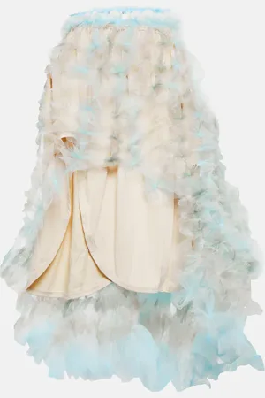 SUSAN FANG Asymmetric tulle midi skirt