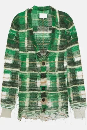 Maison Margiela Distressed intarsia mohair-blend cardigan