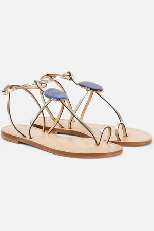 AMANU Cairo embellished metallic leather sandals
