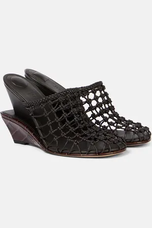 Jacquemus Double 110 woven leather wedge mules