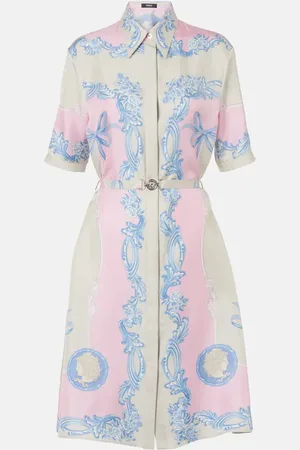 VERSACE Floral silk shirt dress
