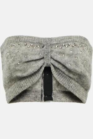 Alessandra Rich Embellished mohair-blend bralette
