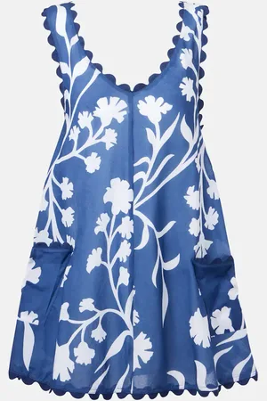 Juliet Dunn Floral scalloped cotton minidress