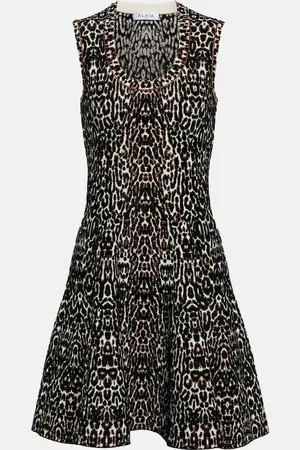 Alaïa AlaÃ¯a Leopard-print jacquard minidress