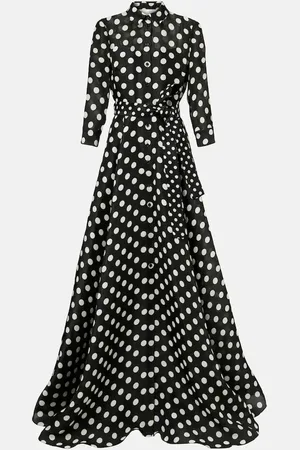 Carolina Herrera Floral-appliquÃ© polka-dot silk gown