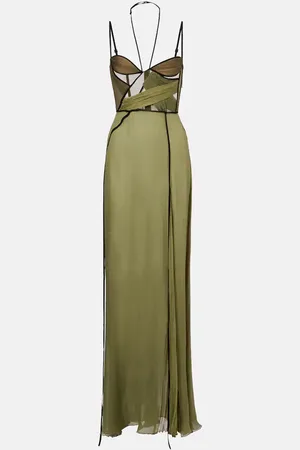 Nensi Dojaka Mae draped silk corset gown