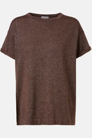Brunello Cucinelli Cashmere and silk-blend lamÃ© top
