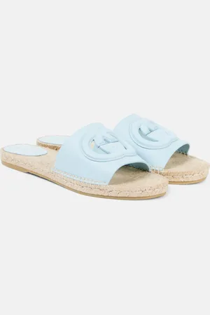 Gucci GG cutout leather espadrille slides