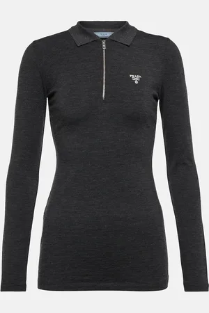 Prada Logo wool-blend zip sweater