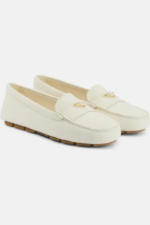 Prada Logo leather moccasins