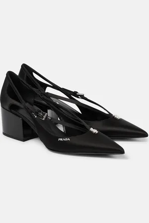 Prada Embellished cutout satin pumps