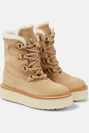 Prada Evolve shearling-lined suede lace-up boots