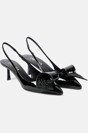 Prada Embellished patent leather slingback pumps