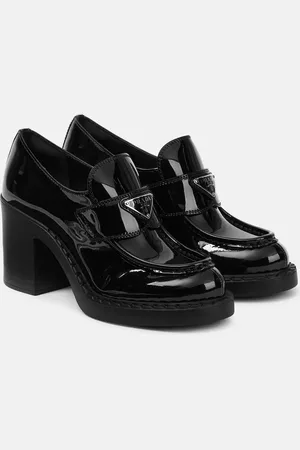 Prada Chocolate patent leather loafer pumps