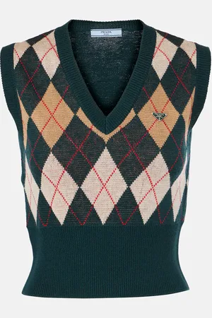 Prada Argyle virgin wool sweater vest