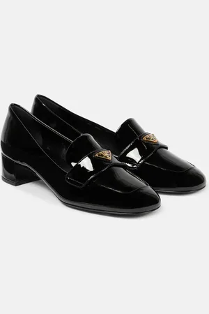 Prada Logo patent leather loafer pumps