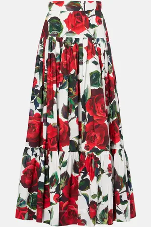 Dolce & Gabbana Floral tiered cotton maxi skirt